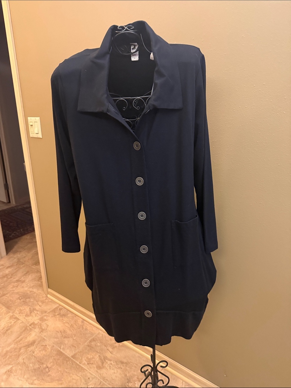 Chalet Black Long Sleeve Button Front Dress